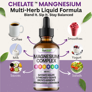 Magnesium Complex Liquid Drops with Glycinate, Malate, L-Threonate & Taurate – Stress, Sleep & Muscle Support Supplement